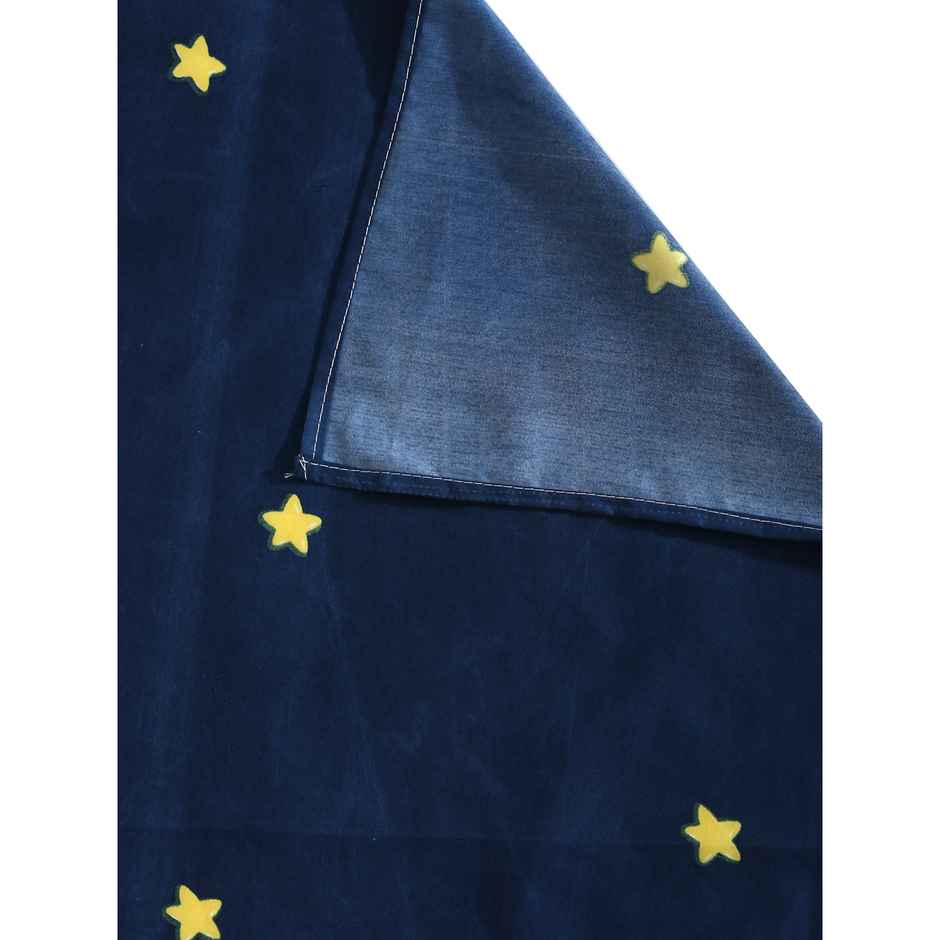 Hosta Homes 220 Gsm Glaced Cottonblue Moon & Stars Printed Double Bed Sheet With 2 Pillow Covers