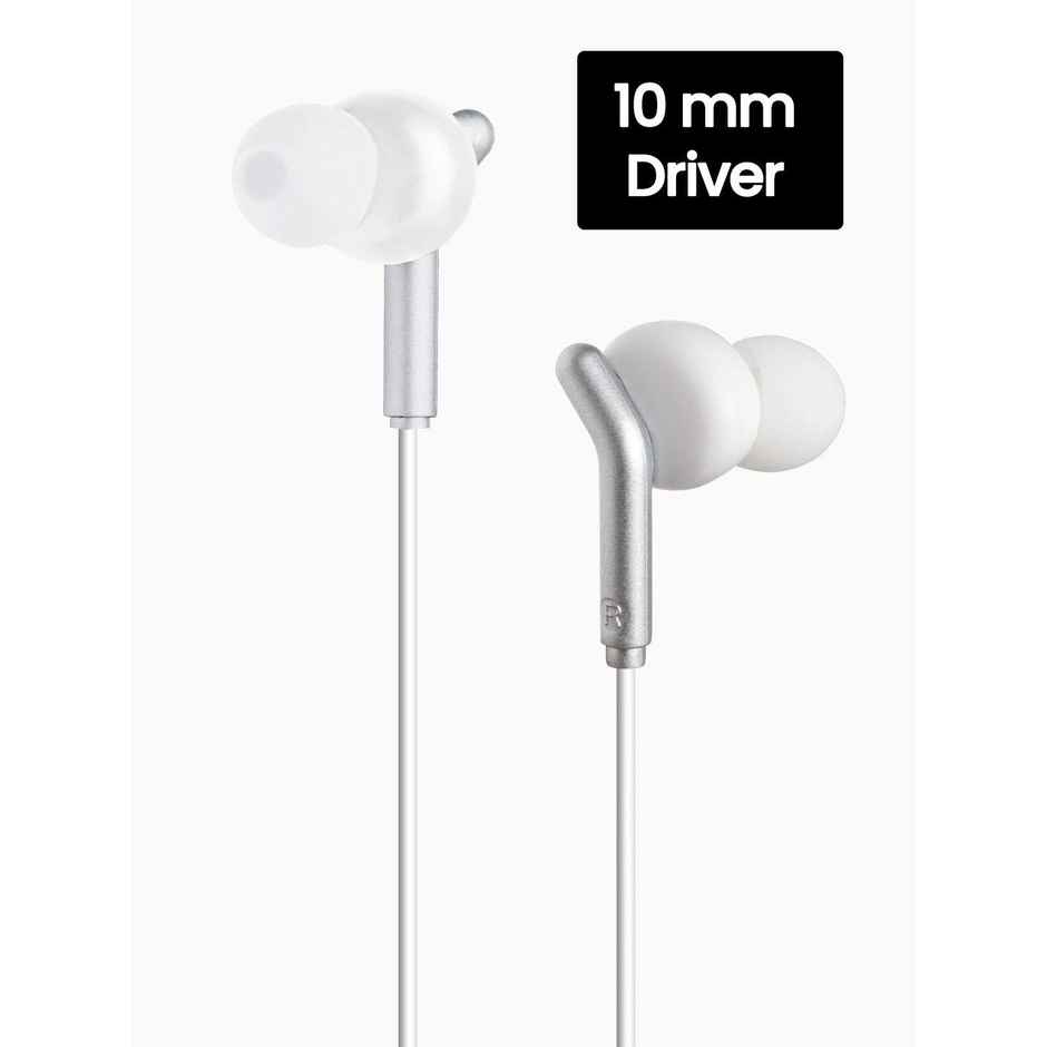 Zebronics Bro Wired Earphones with Mic, 3.5mm Audio Jack, 10mm Drivers, Phone/Tablet(White)
