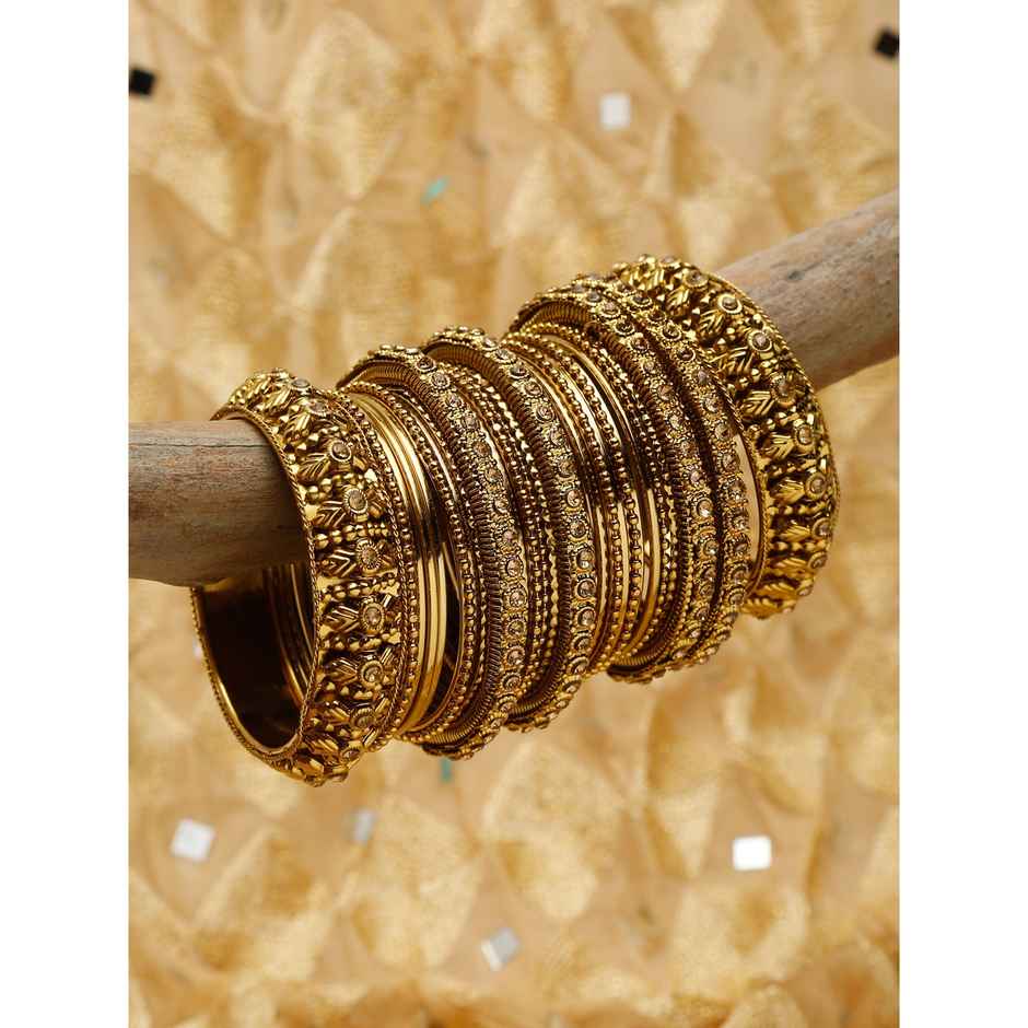 Shining Diva Fashion Antique Gold Plated Set of 26 Stylish Traditional Bangle for Women 11189b-2.8