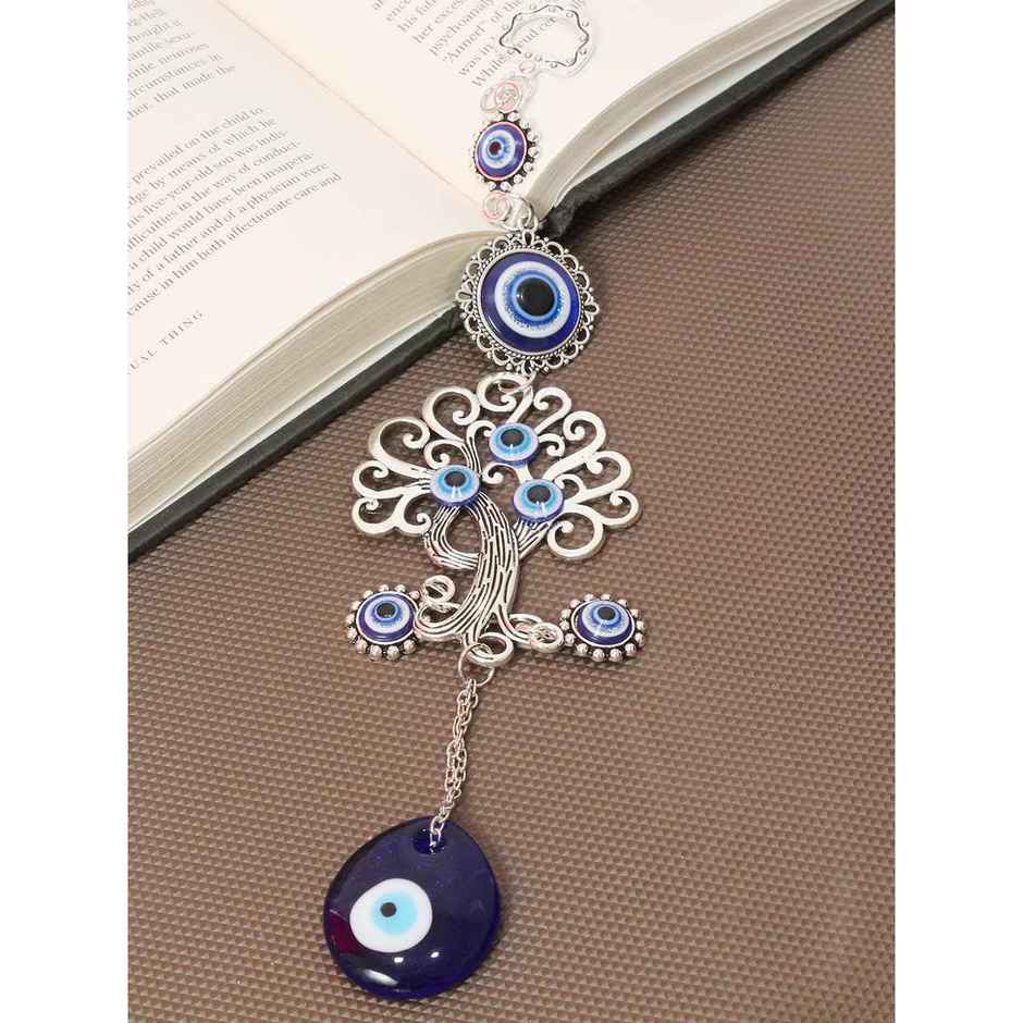 TIED RIBBONS Tree Of Life Evil Eye Wall Hanging | Dark Blue
