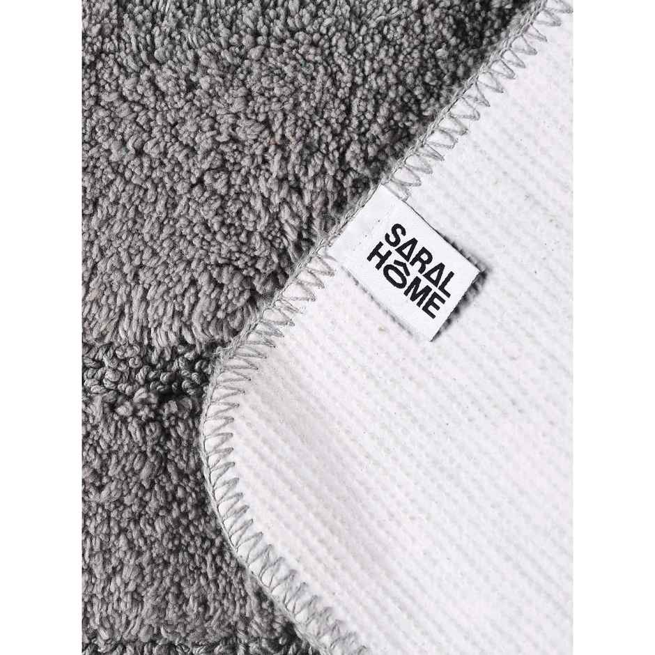 Saral Home Cotton Anti-Slip Bathmat & Contour Set | 45 x 60 cm & 45 x 50 cm | Grey