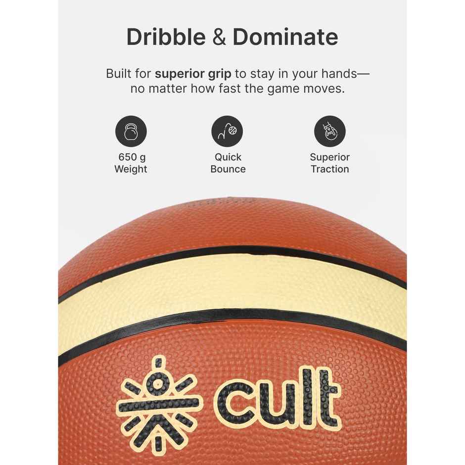 Cultfit Basketball Premium Dunk Size 7 | Brown & Cream