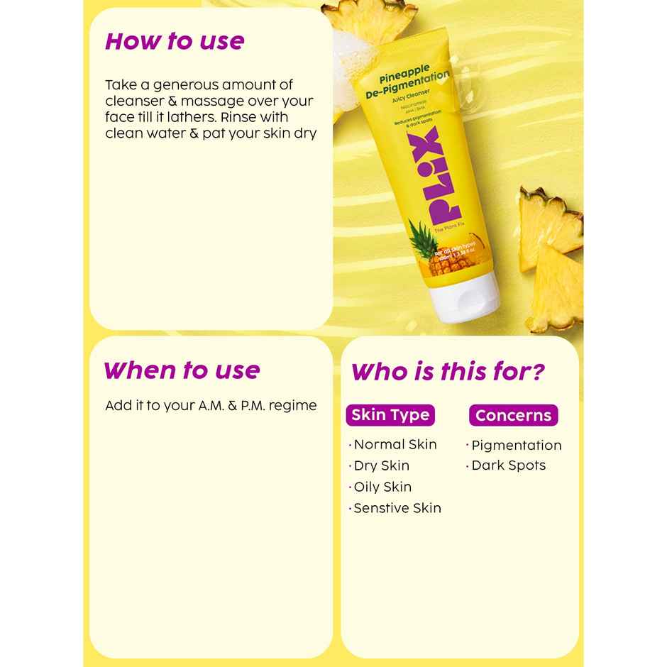 Plix The Plant Fix Pineapple Foaming Face Wash And Serum Combo for Pigmentation