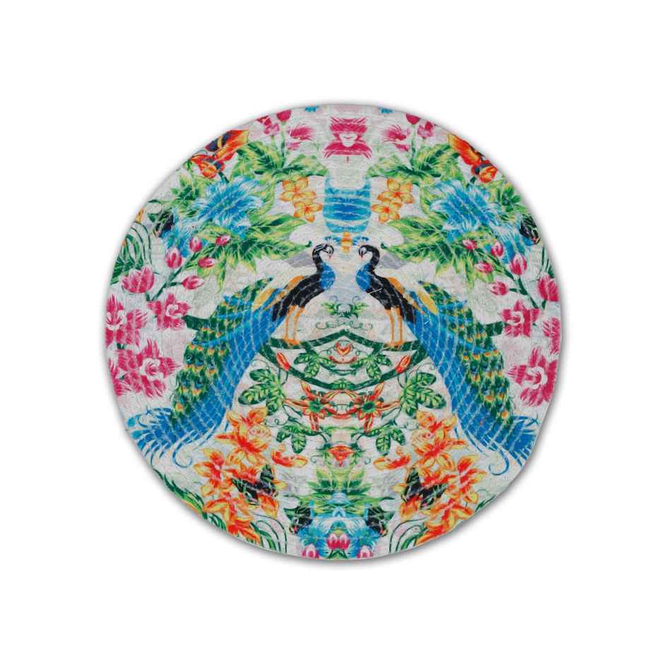 Hosta Homes Pure Cotton Multicolor Peacock Digitally Printed Table Place Mats | Pack of 2