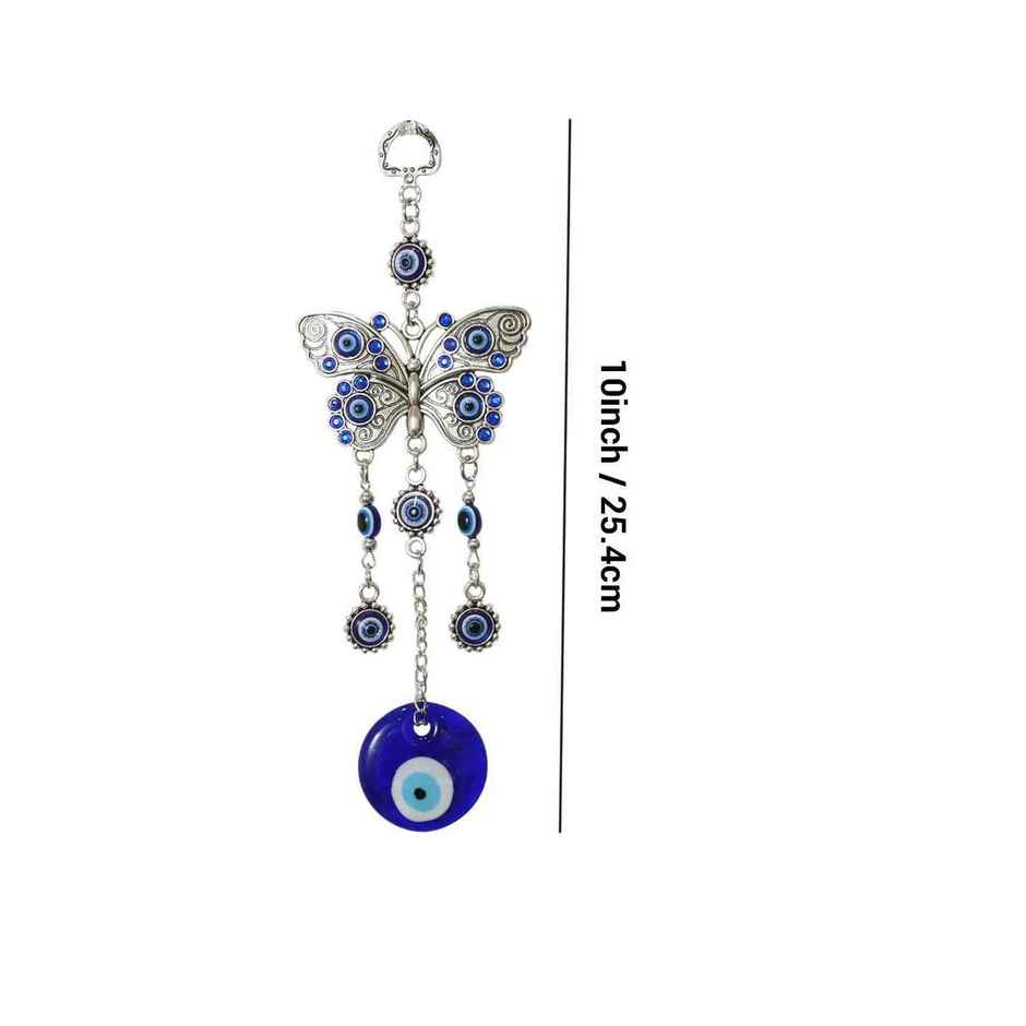 TIED RIBBONS Butterfly Evil Eye Wall Hanging | Dark Blue