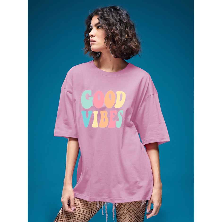 Smartees Women's Oversize Printed T-shirt | WW - 2051 | Pink - S