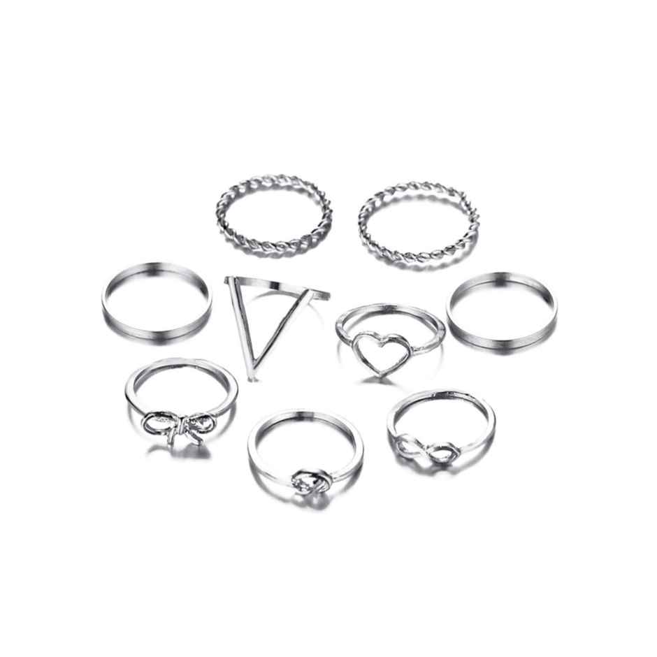 YouBella Jewellery Bohemain Oxidised Rings Combo of 9 Rings for Women and Girls (YBRG - 20123)