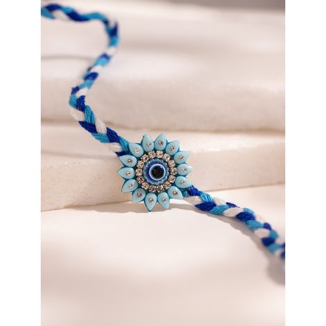 Thread Guardian'S Charm Evil Eye Beaded Thread Rakhi For Brother (Voylla)