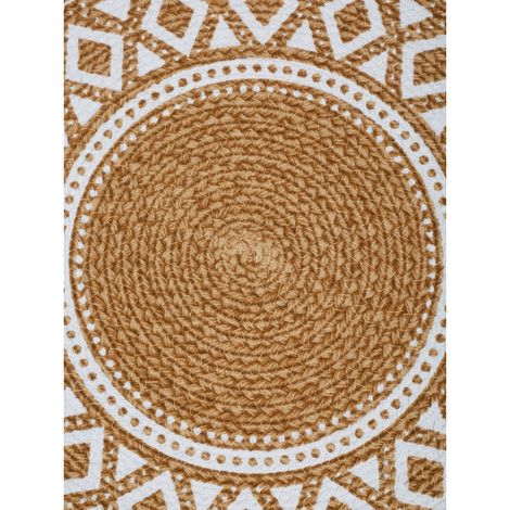 Hosta Homes Pure Cotton Geometric Pattern Digitally White& Brown Printed Table Place Mats Pack of 6