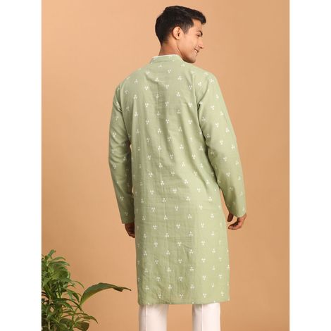 Vastramay Men's Cotton Kurta | Green - M