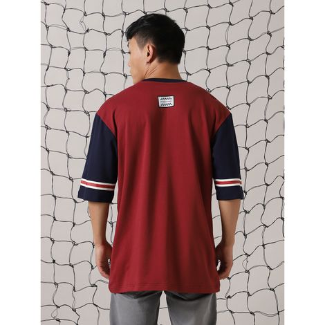 Hubberholme Men's Colourblocked Varsity Printed T-shirt | Multicolor - XL