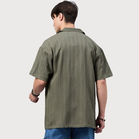 Style Quotient Men Dropped Shoulder solid Shirt | S | SS24SQVEGA - Green