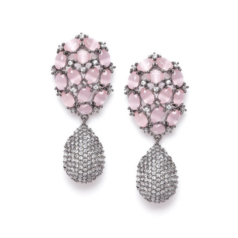 Priyaasi Silver-Plated Artificial Stone Studded Drop earrings