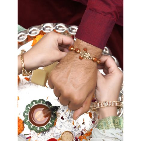 Religious Ethnic Rudraksha Beads Rakhi (Voylla)