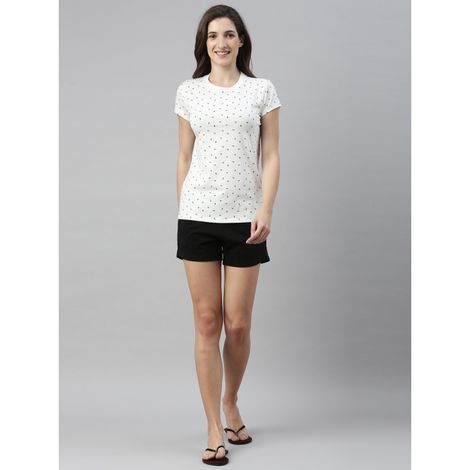 Enamor Essentials E078 Women s Comfy Terry Shorts | Adjustable Waistband & Pockets | Black | L