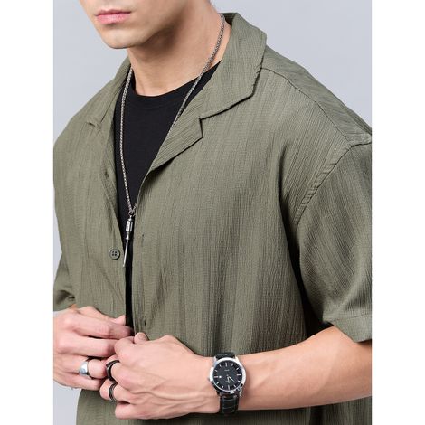 Style Quotient Men Dropped Shoulder solid Shirt | S | SS24SQVEGA - Green