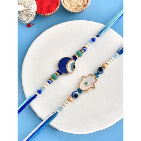 Thread Evil Eye Hamsa Charms Rakhis (Voylla) Pack of 2
