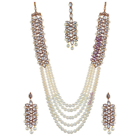 YouBella Stylish Latest Traditional Jewellery Pearl Jewellery Set for Women (YBNK - 5523)