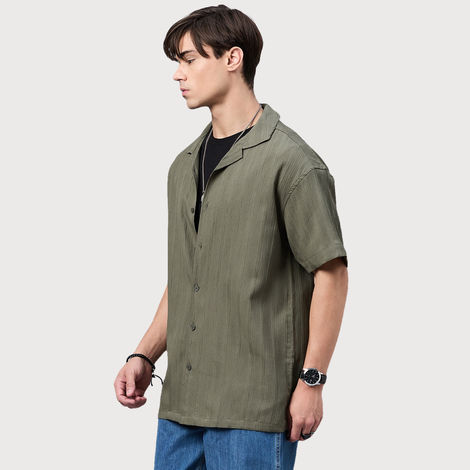 Style Quotient Men Dropped Shoulder solid Shirt | S | SS24SQVEGA - Green