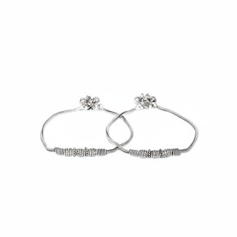 Priyaasi Set of 2 Oxidised Silver Anklets