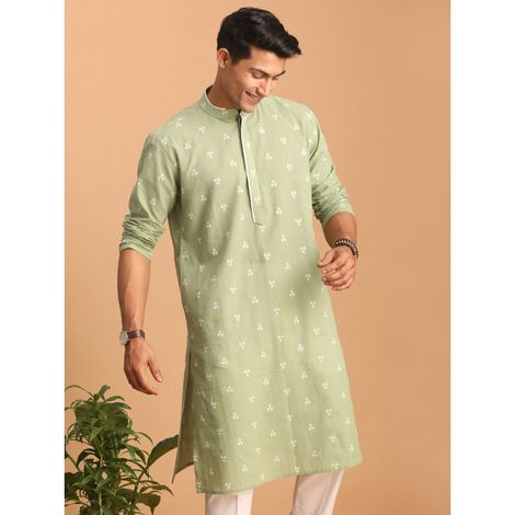 Vastramay Men's Cotton Kurta | Green - M