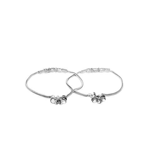 Priyaasi Set of 2 Oxidised Silver Anklets