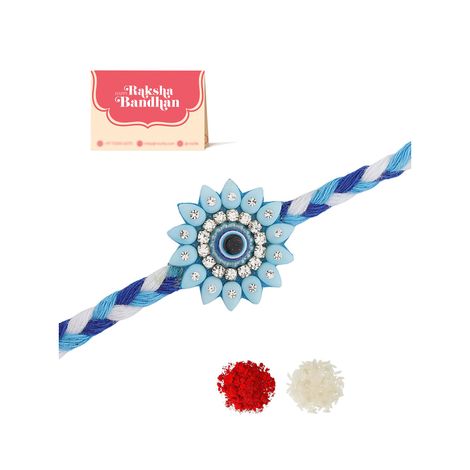 Thread Guardian'S Charm Evil Eye Beaded Thread Rakhi For Brother (Voylla)