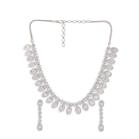 Priyaasi Silver-Plated American Diamond Studded Jewellery Set