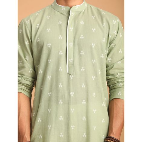 Vastramay Men's Cotton Kurta | Green - M