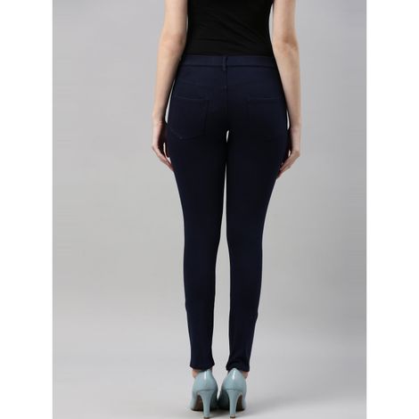 Go Colors Women's Solid Super Stretch Jeggings | LJ03 | Navy - L
