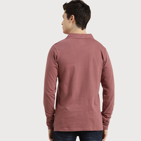 Dillinger Men's Polo Collar Pure Cotton Long Sleeve T- shirt | Pink | S