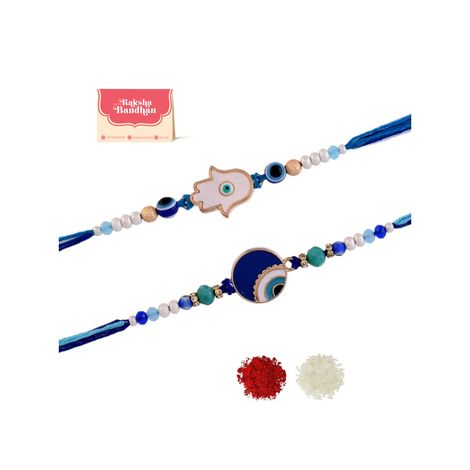 Thread Evil Eye Hamsa Charms Rakhis (Voylla) Pack of 2