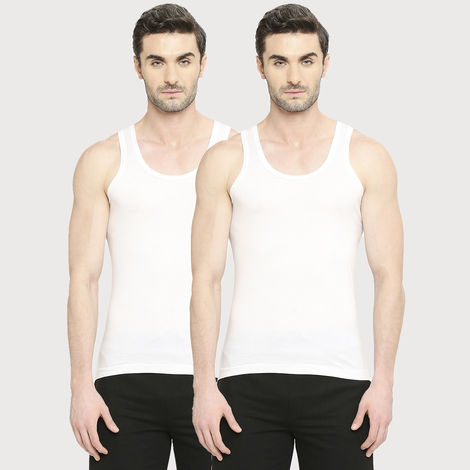 Vip Mens Vest Bonus Premium Rn | Pack of 2 | 75 cm | White