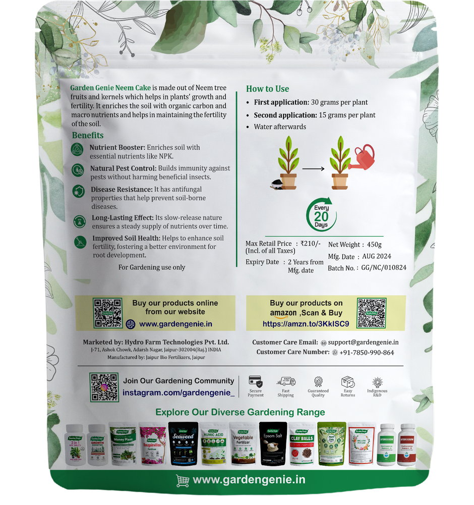 Garden Genie Neem Cake Powder Fertilizer | Neem Powder Manure for Plant Care from Pests