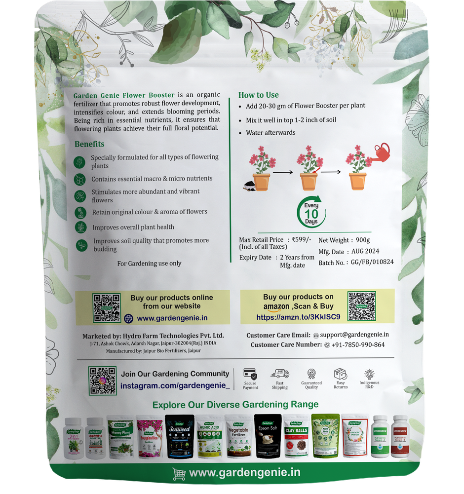 Garden Genie Organic Flower Booster Fertilizer | Promotes Increased Budding & Blooms