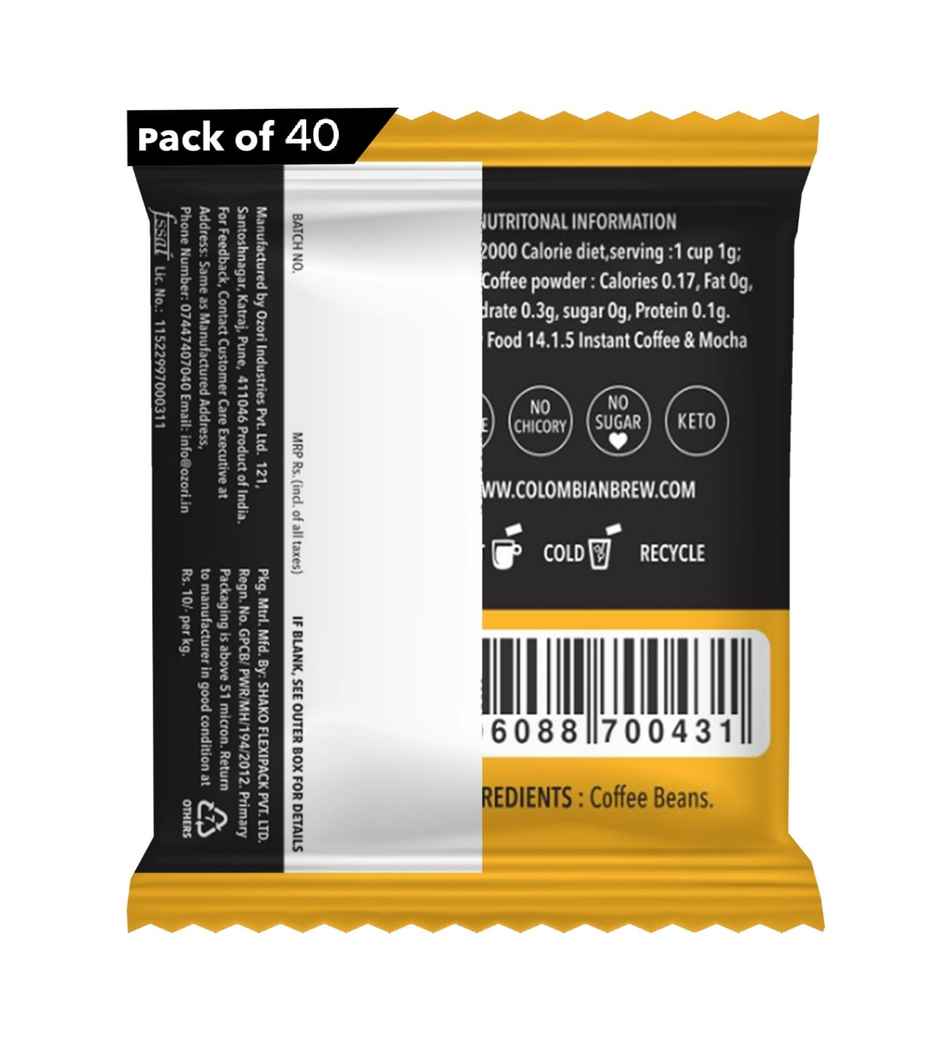 Colombian Brew Original Instant Coffee Sachets | 40 Sachets