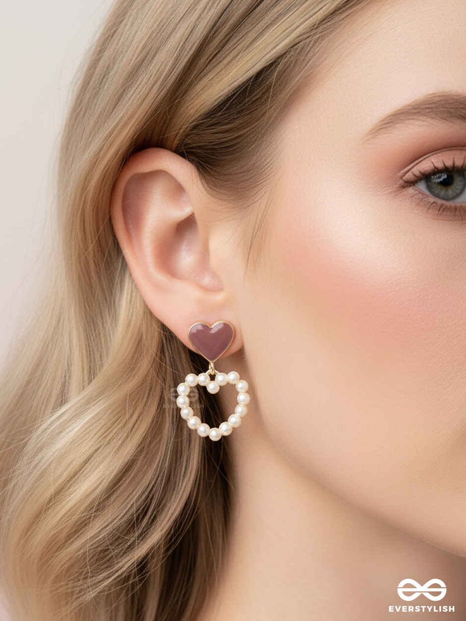 Everstylish I'm all Heart - Statement Pearl Enamelled Earrings | JEW1103246