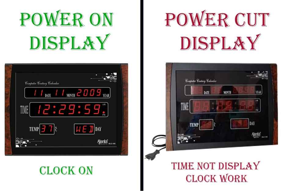 Ajanta Quartz Digital Red LED Wall Clock - OLC-105 | 39.6 x 29.6 x 3.5 cm | Plastic