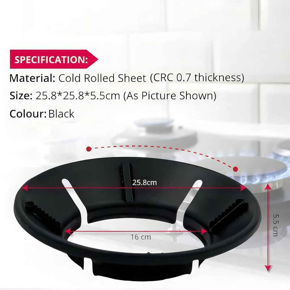 Clazkit Gas Saver Metal Jali With 4-Legs Support | Black