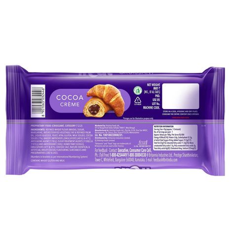 Britannia Treat Croissant - With Cocoa Creme Filling 100% VEG