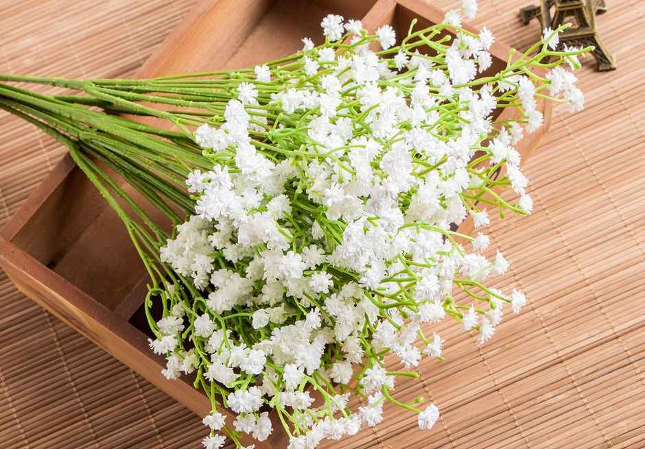 Well Art Gallery Artificial Baby Breath Gypsophila Fake Flowers Sticks 3 Bunch Decoration