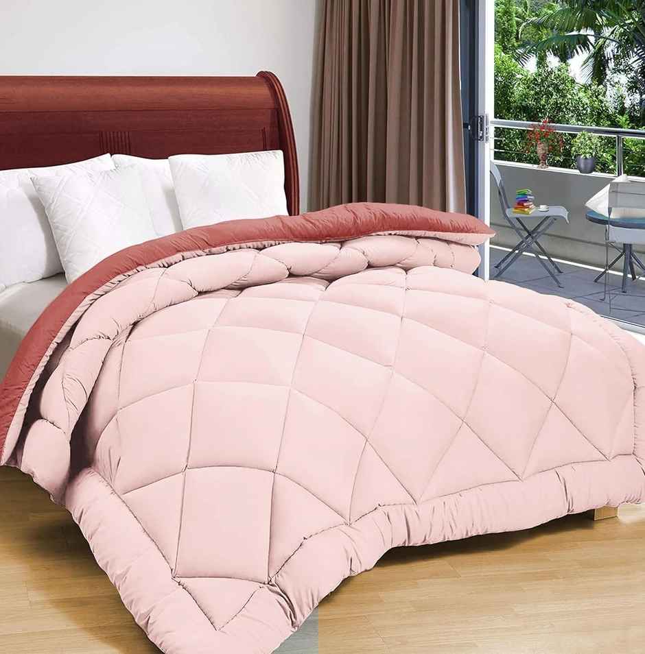 Status Solid Rvsl Comforter 215 Cm x 220 Cm - Peach
