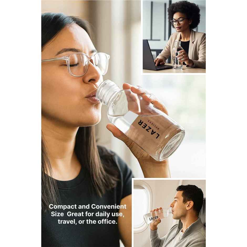 Lazer Pure Borosilicate Glass Water Bottle | BPA-Free, Eco-Friendly | Durable & Leak-Proof - 300 ml