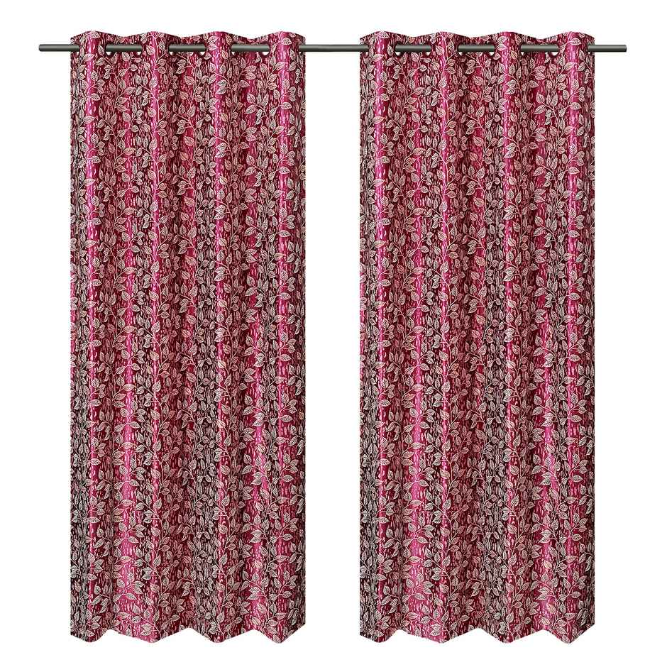 Antzco Maroon Printed Door Curtain 7 ft x 4 ft | Pack of 2 | DC06