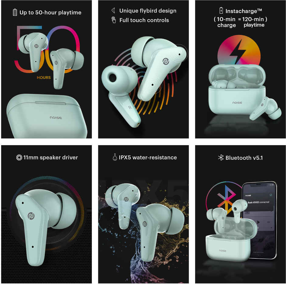 Noise Buds VS102 50H Battery 11mm Driver IPX5 Instacharge BTv5.1 TWS Earbuds | Celeste Blue