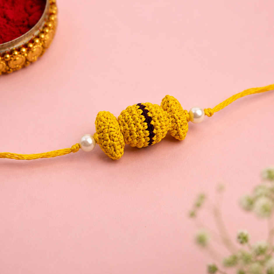 Kids Yellow Toffee Crochet Rakhi | Pack of 1 | Mad Over Prints