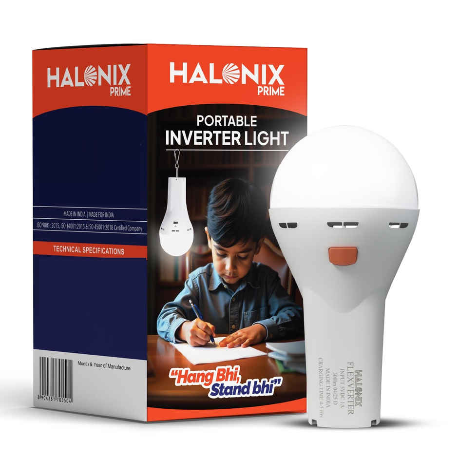 Halonix 5W Portable LED Emergency Light | Torch + Hanging Bulb 2-in-1|Type-C Rechargeable|4H Backup