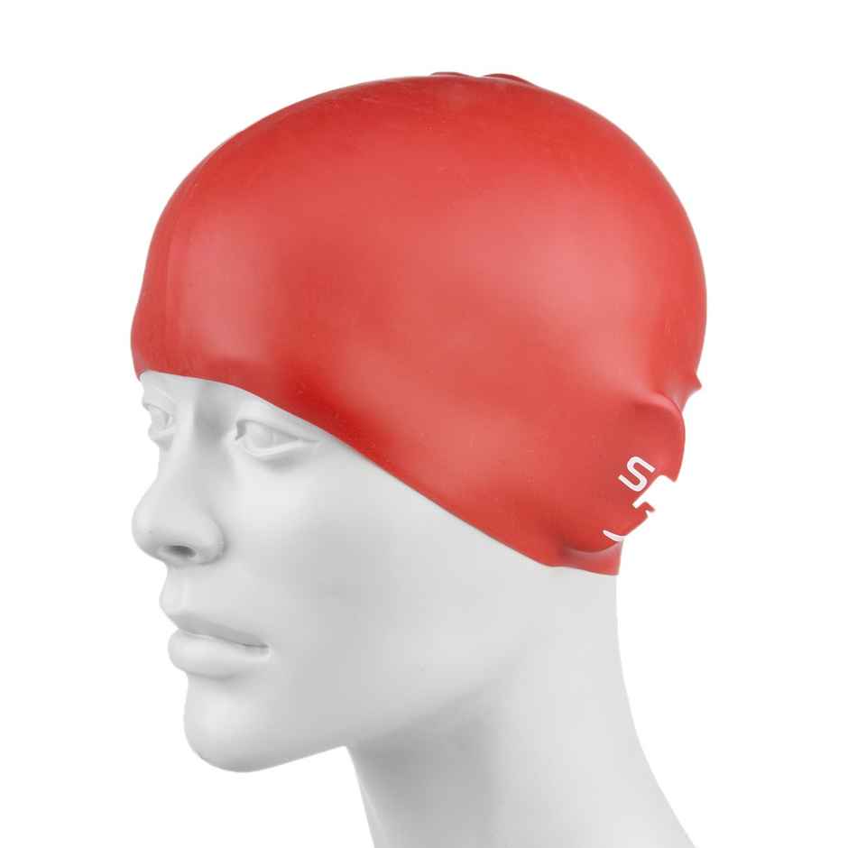 Speedo Unisex Kids Moulded Silicone Swim Cap | Chlorine Resistant | Red - Free Size
