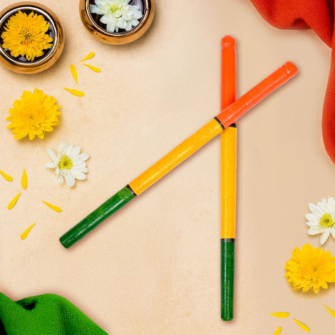 Navratri Wooden Dandiya Sticks | Traditional Garba Dandia Sticks | One Size | Satvik