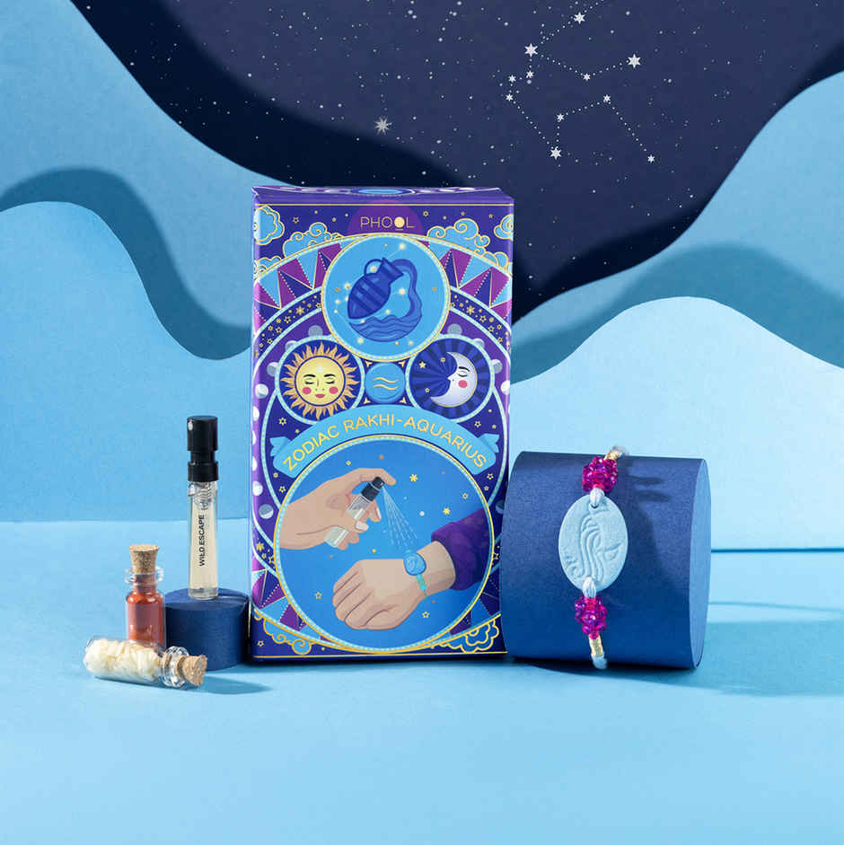 Zodiac Aquarius Rakhi for Brother (Phool)